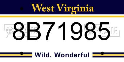 8B71985 West Virginia License Plate