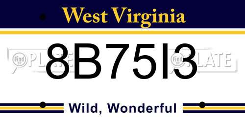 8B75I3 West Virginia License Plate