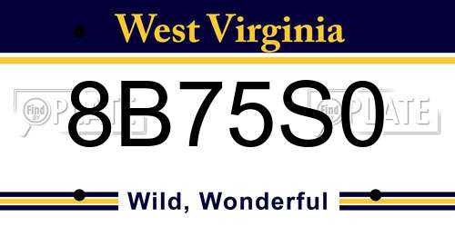 8B75S0 West Virginia License Plate
