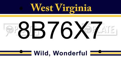 8B76X7 West Virginia License Plate