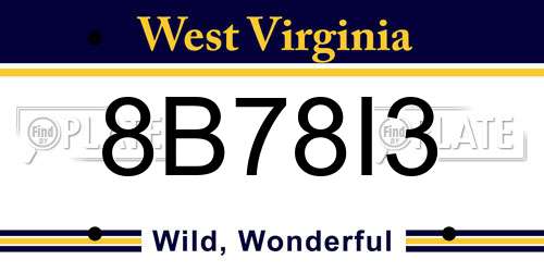 8B78I3 West Virginia License Plate