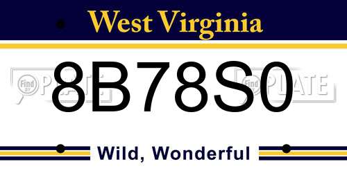 8B78S0 West Virginia License Plate