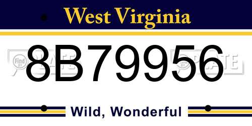 8B79956 West Virginia License Plate