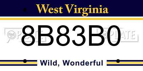 8B83B0 West Virginia License Plate