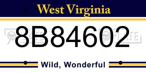 8B84602 West Virginia License Plate
