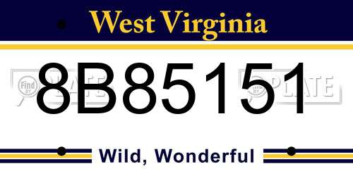 8B85151 West Virginia License Plate