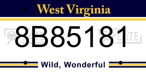 8B85181 West Virginia License Plate