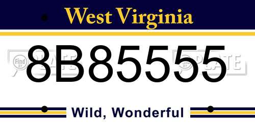 8B85555 West Virginia License Plate
