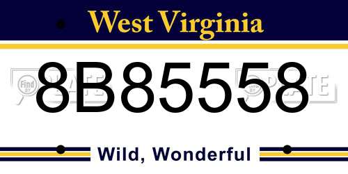 8B85558 West Virginia License Plate