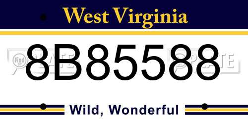 8B85588 West Virginia License Plate