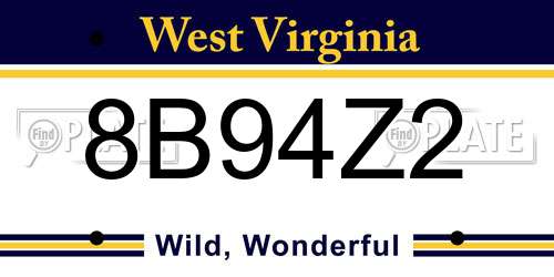 8B94Z2 West Virginia License Plate