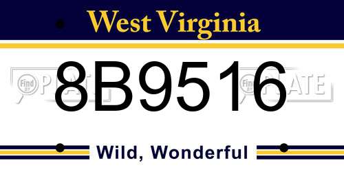 8B9516 West Virginia License Plate