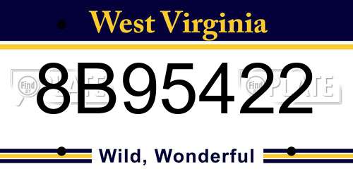 8B95422 West Virginia License Plate