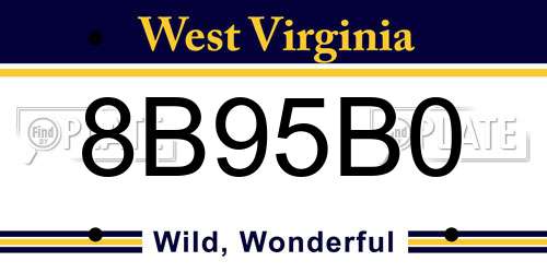 8B95B0 West Virginia License Plate