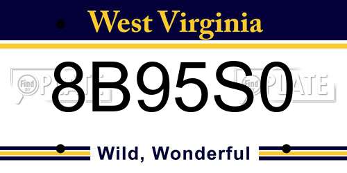 8B95S0 West Virginia License Plate