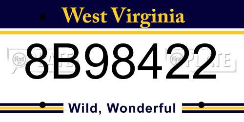 8B98422 West Virginia License Plate