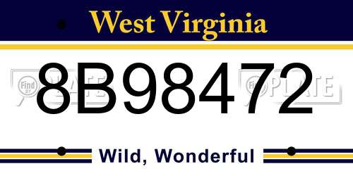 8B98472 West Virginia License Plate