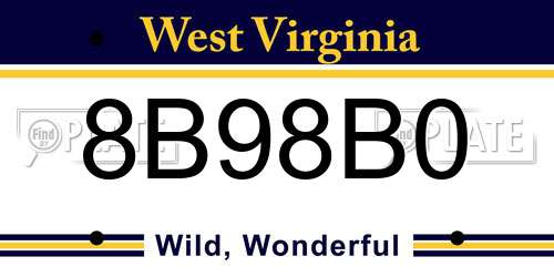 8B98B0 West Virginia License Plate