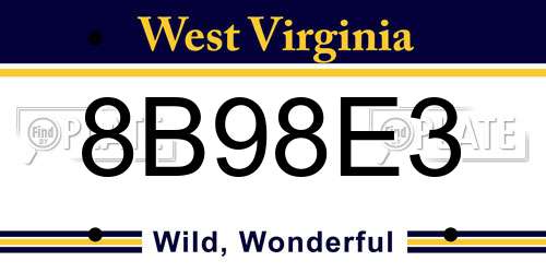 8B98E3 West Virginia License Plate