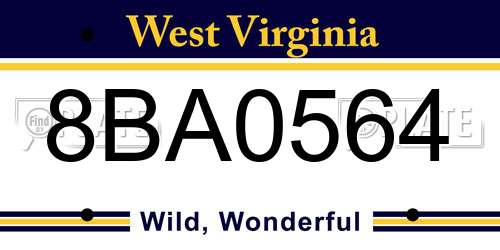 8BA0564 West Virginia License Plate
