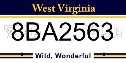 8BA2563 West Virginia License Plate