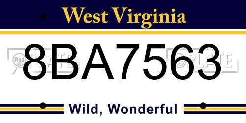 8BA7563 West Virginia License Plate
