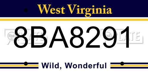 8BA8291 West Virginia License Plate