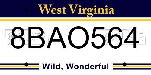 8BAO564 West Virginia License Plate
