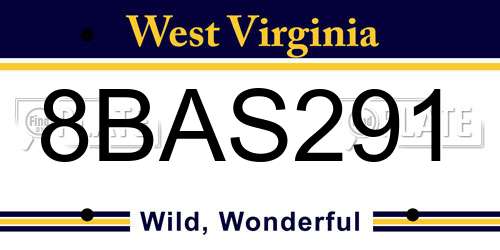 8BAS291 West Virginia License Plate