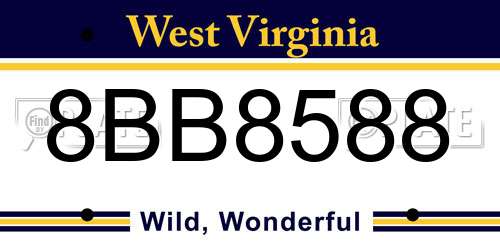 8BB8588 West Virginia License Plate
