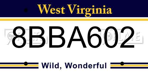 8BBA602 West Virginia License Plate