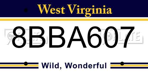 8BBA607 West Virginia License Plate
