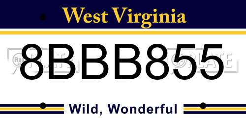 8BBB855 West Virginia License Plate