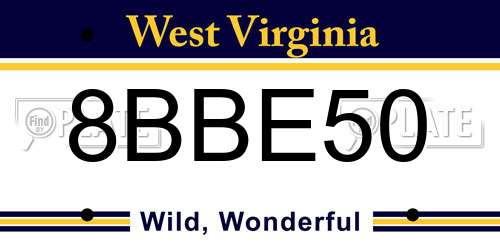 8BBE50 West Virginia License Plate