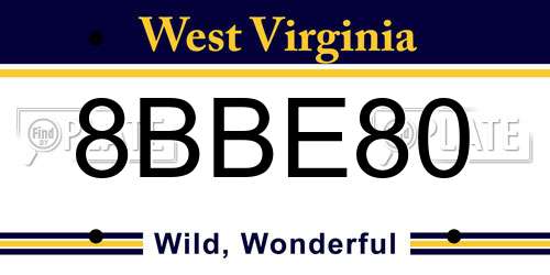 8BBE80 West Virginia License Plate
