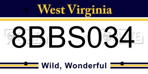 8BBS034 West Virginia License Plate