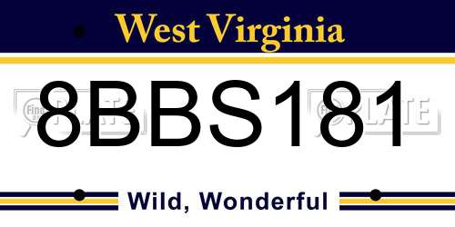 8BBS181 West Virginia License Plate