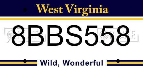 8BBS558 West Virginia License Plate