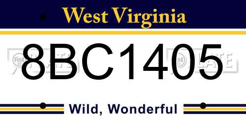 8BC1405 West Virginia License Plate