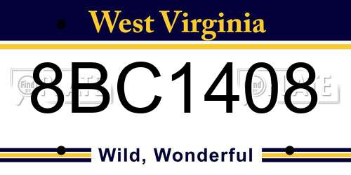 8BC1408 West Virginia License Plate