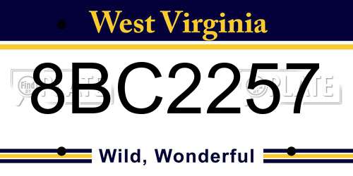 8BC2257 West Virginia License Plate