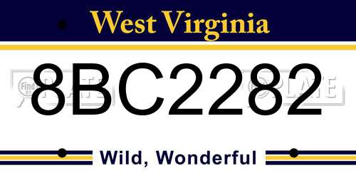 8BC2282 West Virginia License Plate