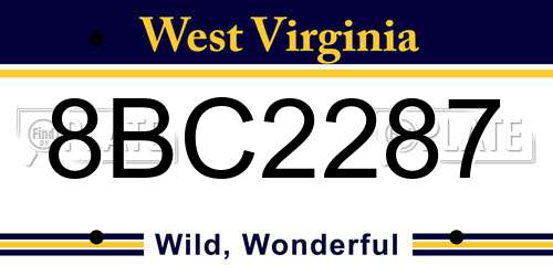 8BC2287 West Virginia License Plate