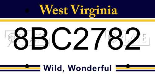 8BC2782 West Virginia License Plate