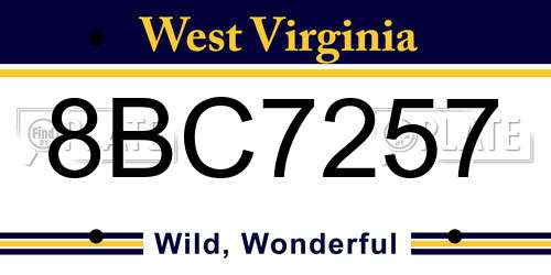 8BC7257 West Virginia License Plate