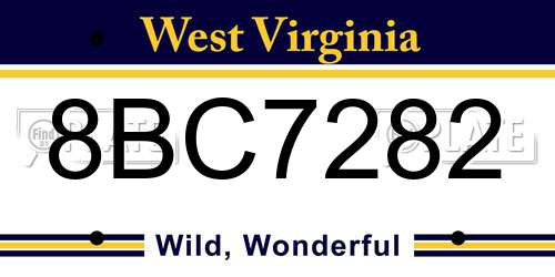 8BC7282 West Virginia License Plate