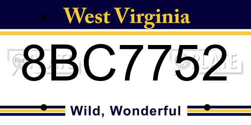8BC7752 West Virginia License Plate