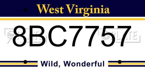 8BC7757 West Virginia License Plate