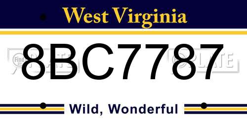 8BC7787 West Virginia License Plate