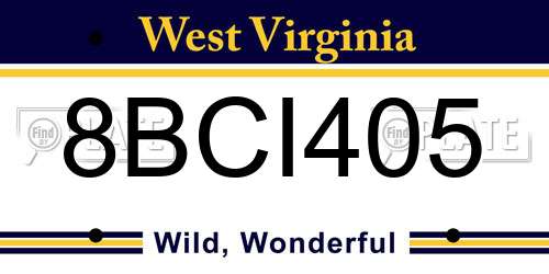 8BCI405 West Virginia License Plate